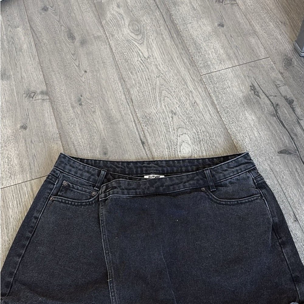 Target Asymmetrical Denim Skirt - Black